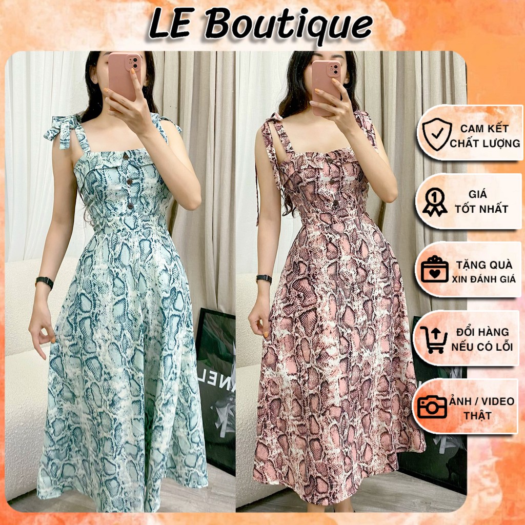 [ẢNH VIDEO THẬT] Đầm Maxi 2 dây xòe, da rắn da, Hot Girl, sang chảnh, xòe dài, đi biển, du lịch, đi chơi, cá tính, Hoa