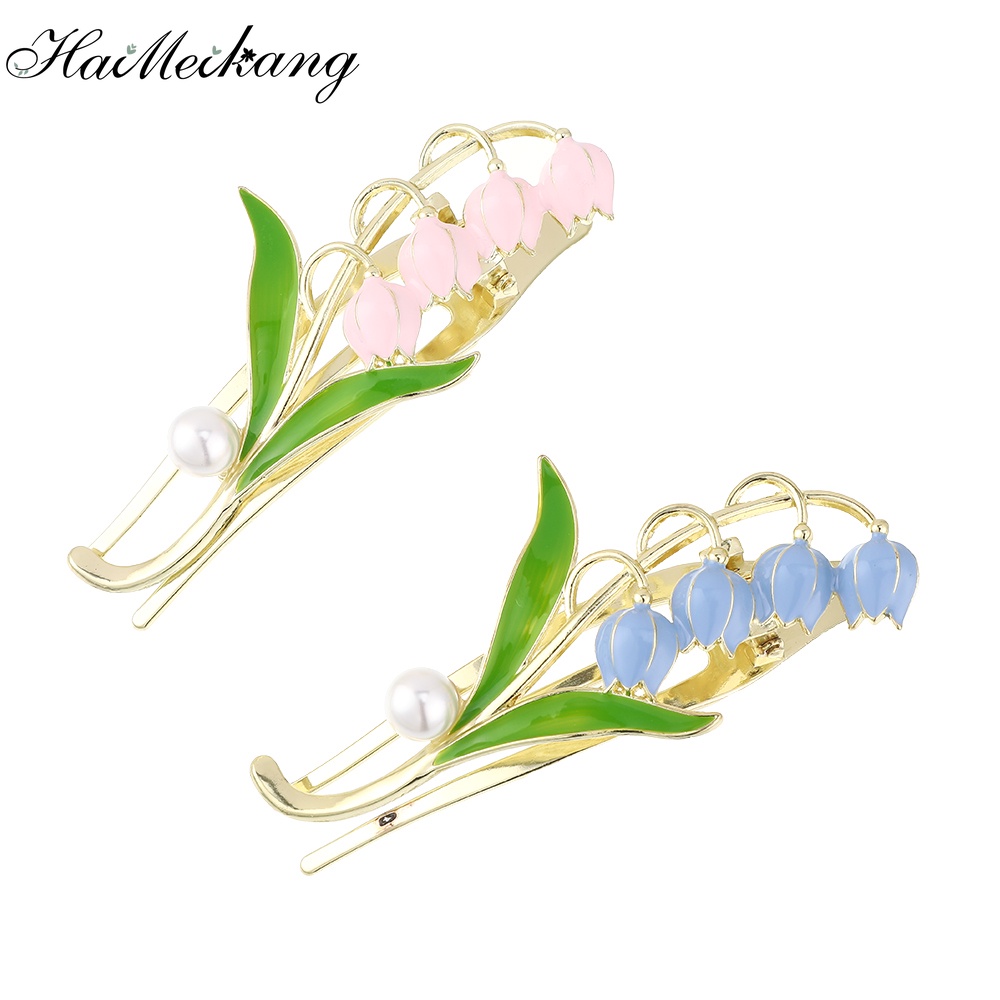Kẹp tóc Haimeikang hình hoa lily đính ngọc trai đẹp mắt