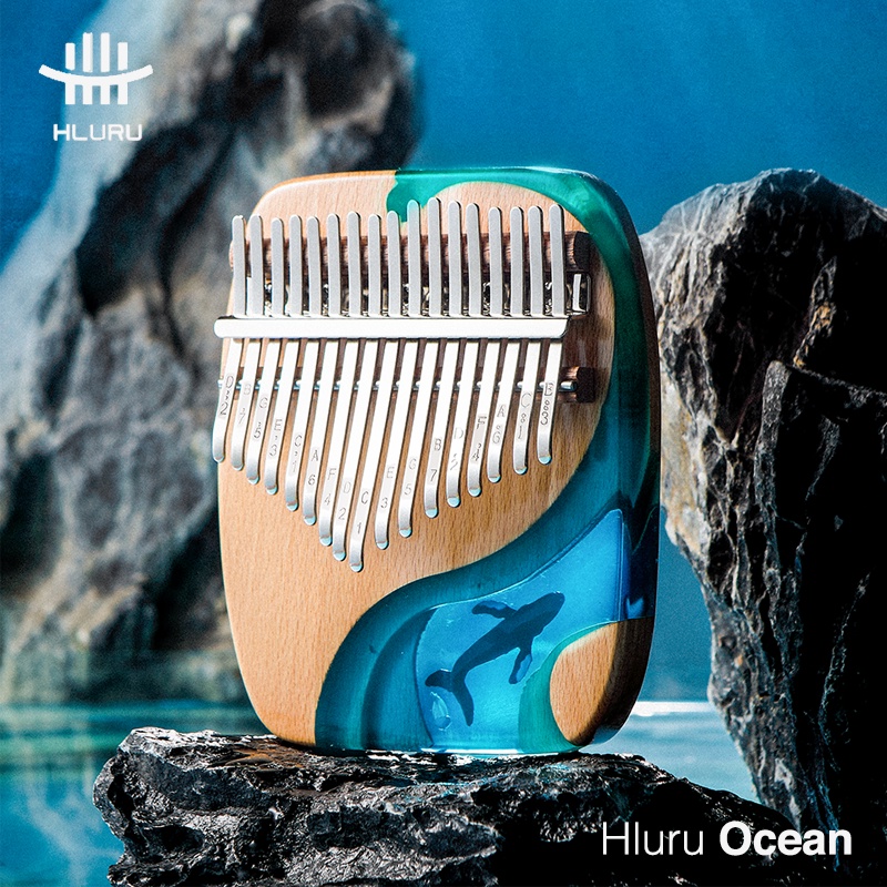 Hluru Kalimba 17 21 Key Phím Bằng Gỗ Trơn Hình Cá Voi
