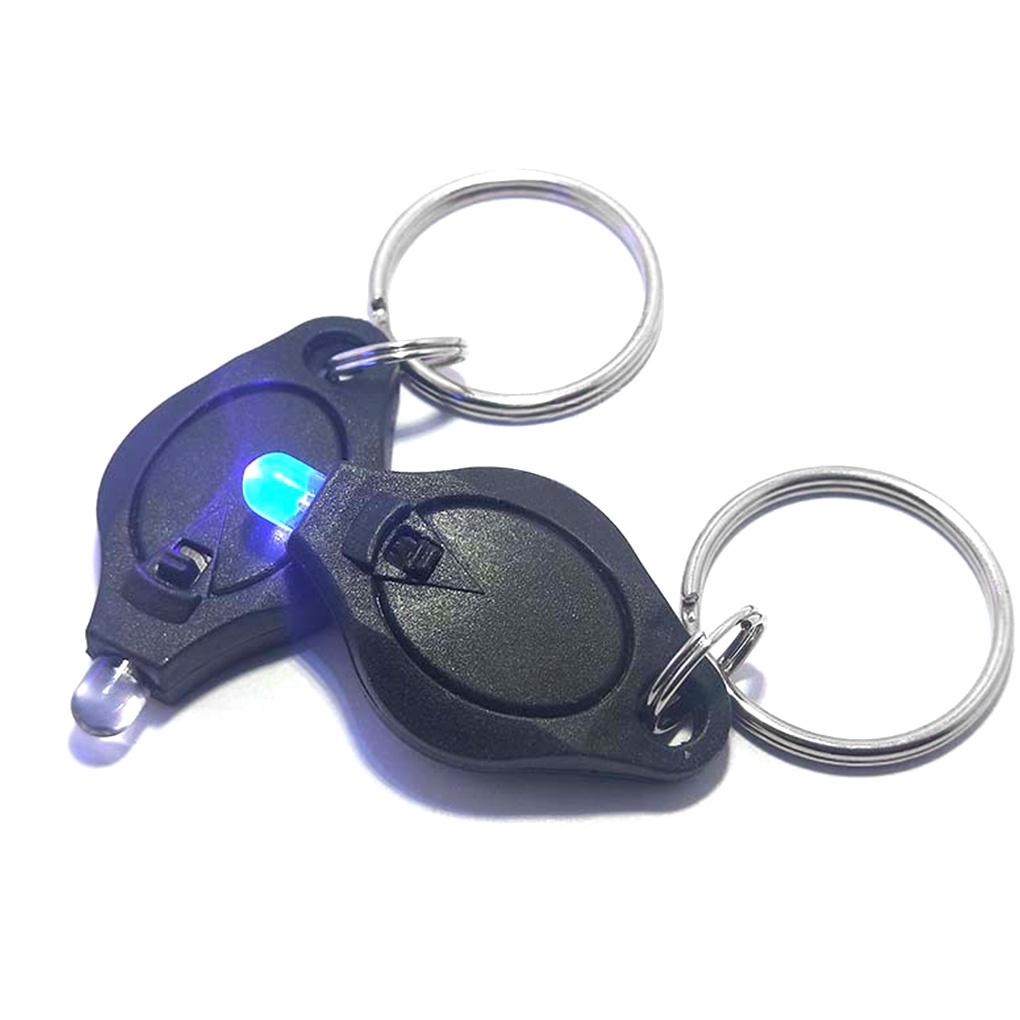 Runbu-3pcs Mini LED Flashlight Purple Light UV Torch Keychain Lamp Pocket Key Ring Torch