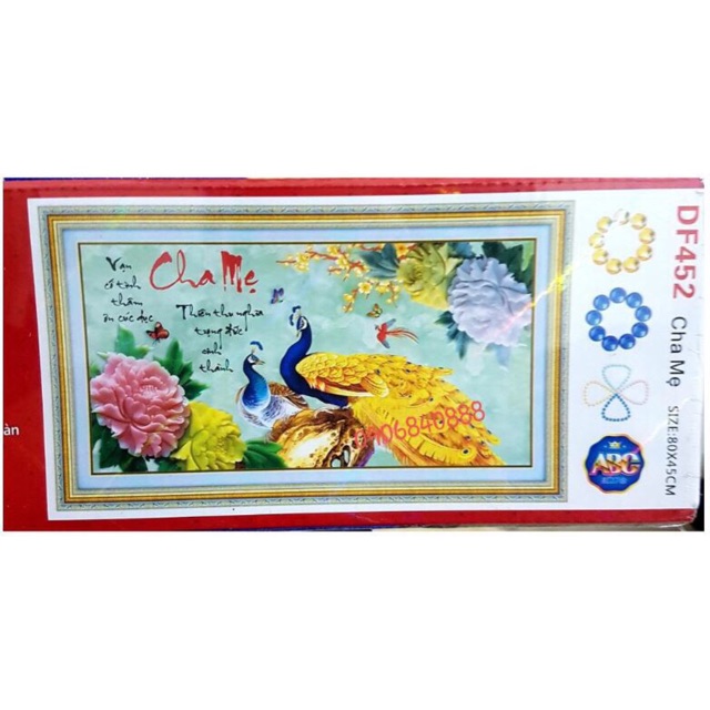 Tranh đính đá Cha Mẹ DF452 (80x45) chưa đính