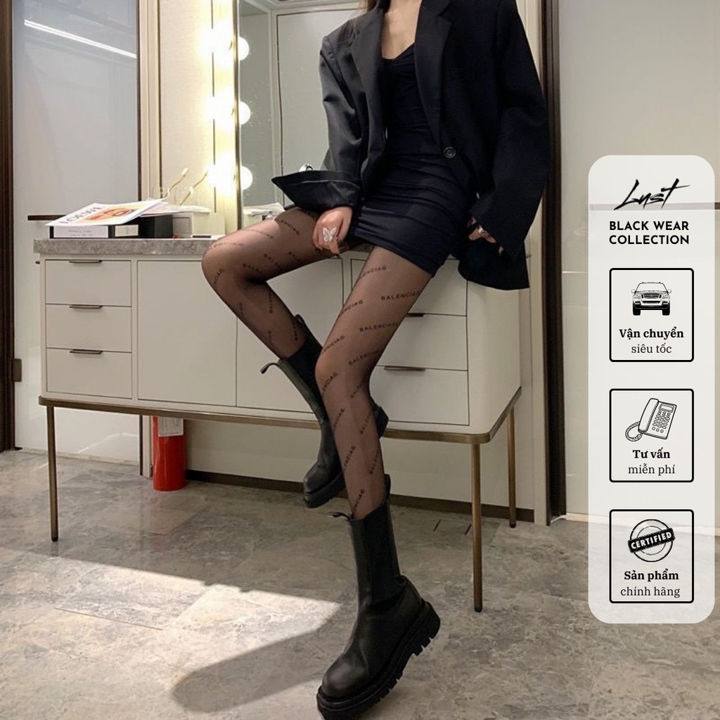 Quần tất vớ nữ LUST chữ Balen lưới in chữ siêu sai chống xước cao cấp siêu đẹp sang chảnh - T1