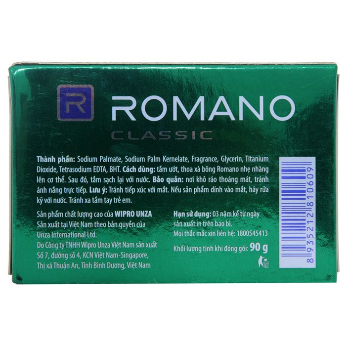 Xà bông cục Romano Classic mới tặng 33% (120g)