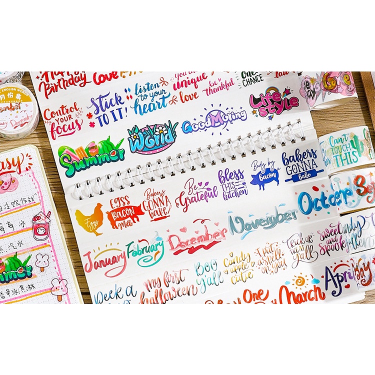 Peach 1Pcs Magic cute English word letter tape sticker Diary Scarpbooking DIY Decoration Washi Tape