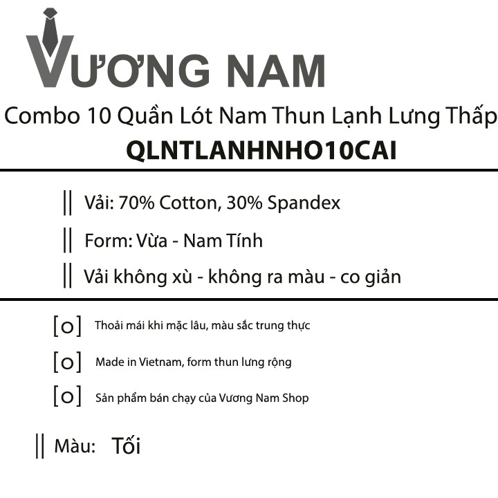 Quần lót nam thun lạnh 10 cái đẹp tam giác cao cấp lưng cao VN54J