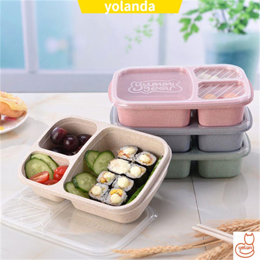 Hộp đựng cơm trưa nhiều ngăn chất liệu lúa mạch có thể dùng trong lò vi sóng