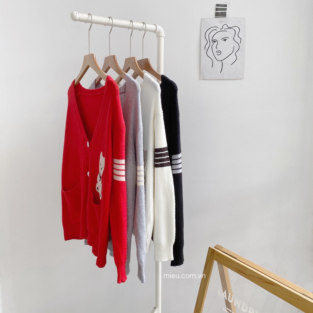 [ Miều ] Áo khoác cardigan len hình gấu Teddy