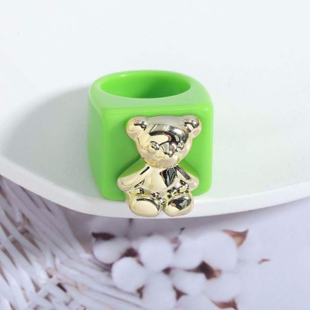 1 Nhẫn Nhựa Trong Suốt Đáng Yêu|Phụ Kiện Thời Trang Hình Gấu Nhiều Màu Dễ Thương
