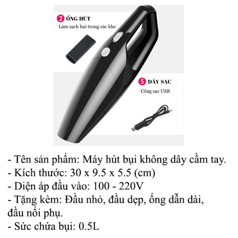 Máy Hút Bụi Cầm Tay Mini X2001CS Không Dây Hút Bụi Nhà Ở Xe Ô Tô - Bảo Hành 12 Tháng