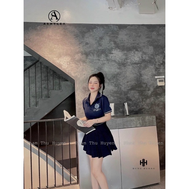 Set áo polo badblood chân váy xếp ly