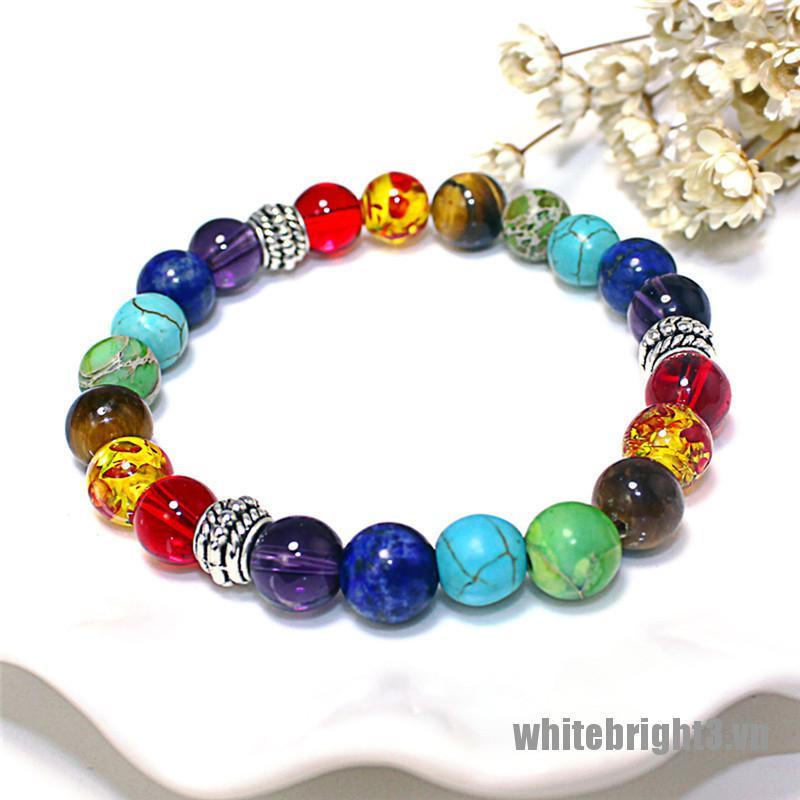 <WHITE> New 7 Chakra Healing Balance Beads Bracelet Natural Stone Bracelet Jewelry Gift