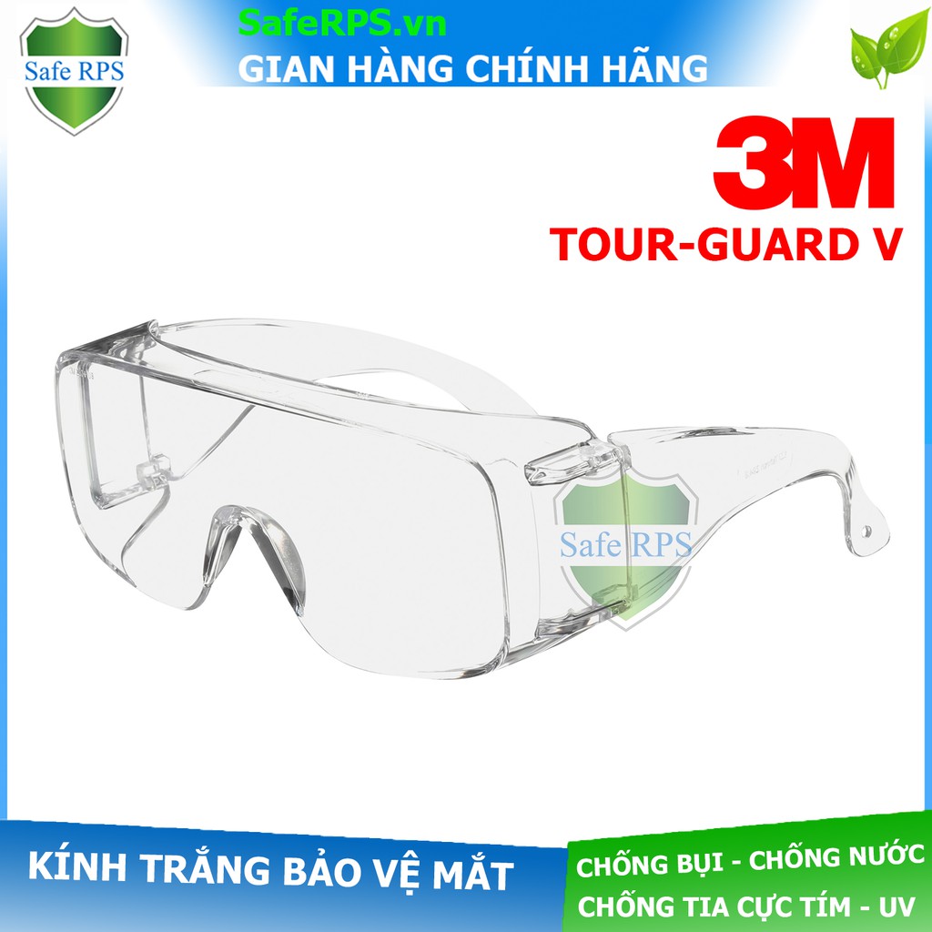 Kính bảo hộ 3M Tour-Guard V chống hóa chất , Mắt kính chống bụi, chống tia UV, chống đọng sương, đeo được cùng kính cận