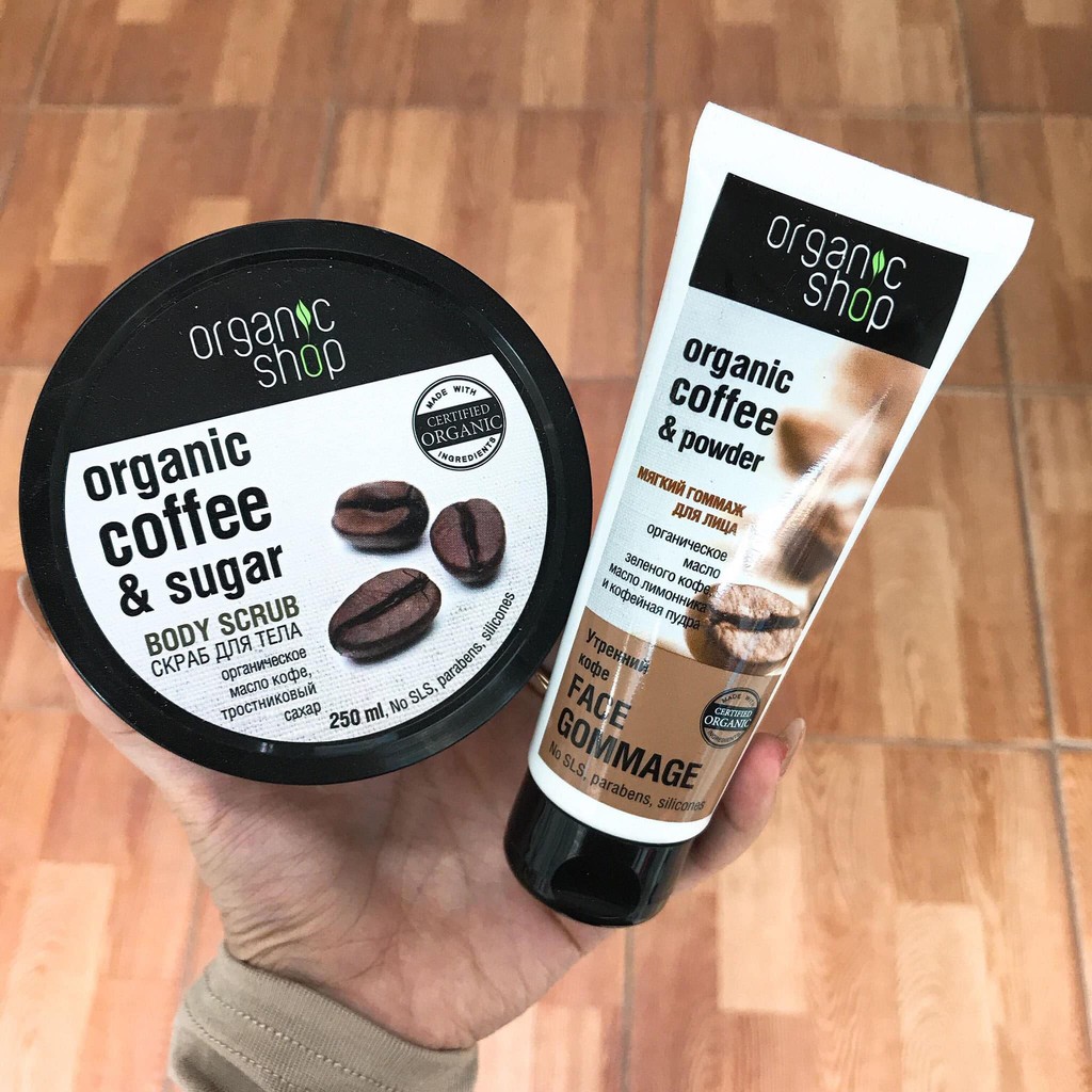 TẨY DA CHẾT CAFE Body Organic Shop - Tẩy Tế Bào Chết Coffee & Sugar Body SCRUB Dưỡng Da Trắng Sáng Nga