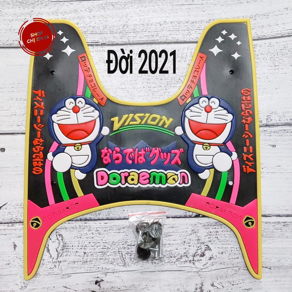 Thảm lót sàn xe Vision đời 2014-2021 hình Doraemon, thảm lót chân cao su dẻo cực cute