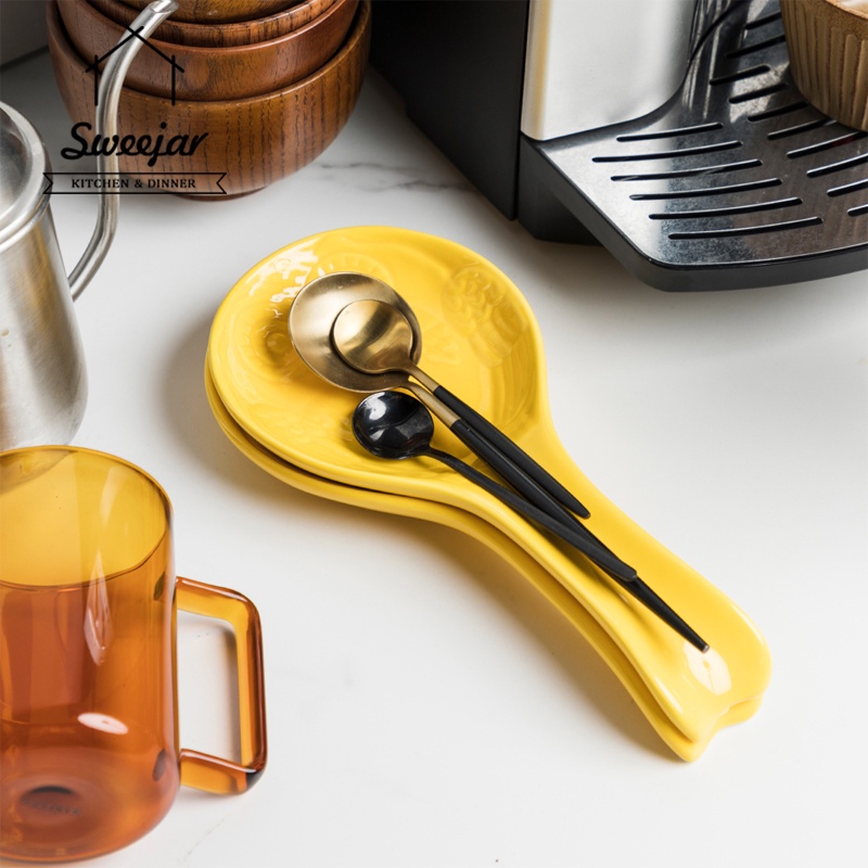SWEEJAR Set 2 giá đỡ muỗng/ đũa  họa tiết chú chim cú bằng sứ cỡ lớn tiện dụng