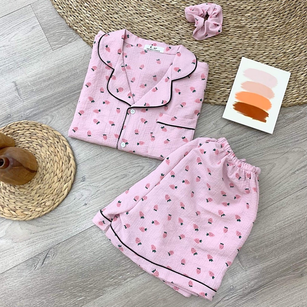 Đồ bộ pijama cộc tay chất xốp hoạ tiết dễ thương thoáng mát thấm hút mồ hôi tốt màu sắc trẻ trung M03 Thutranghouse