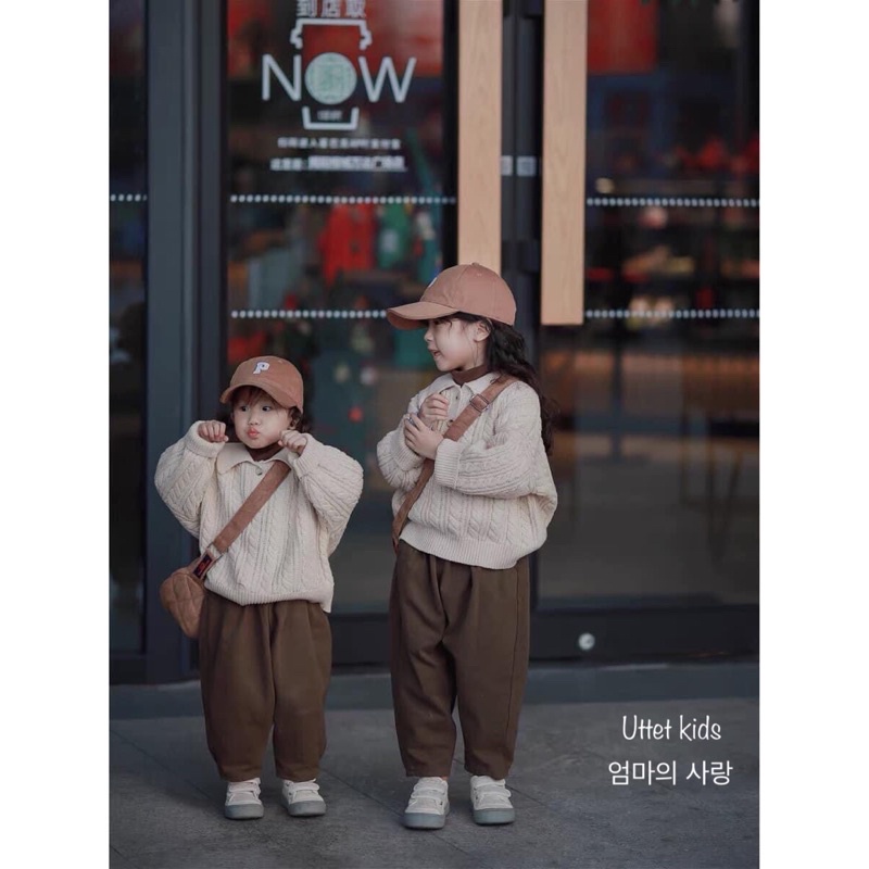 [Ảnh thật] Áo len hàn quốc cổ sơ mi dành cho bé gái và bé trai size 80 đên 120 cho bé từ 1-hơn 5 tuổi