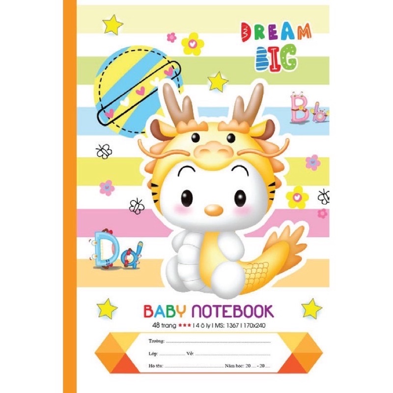 SỈ 10 quyển VỞ 4 Ô LY HẢI TIẾN 48 TRANG BABY CAO CẤP