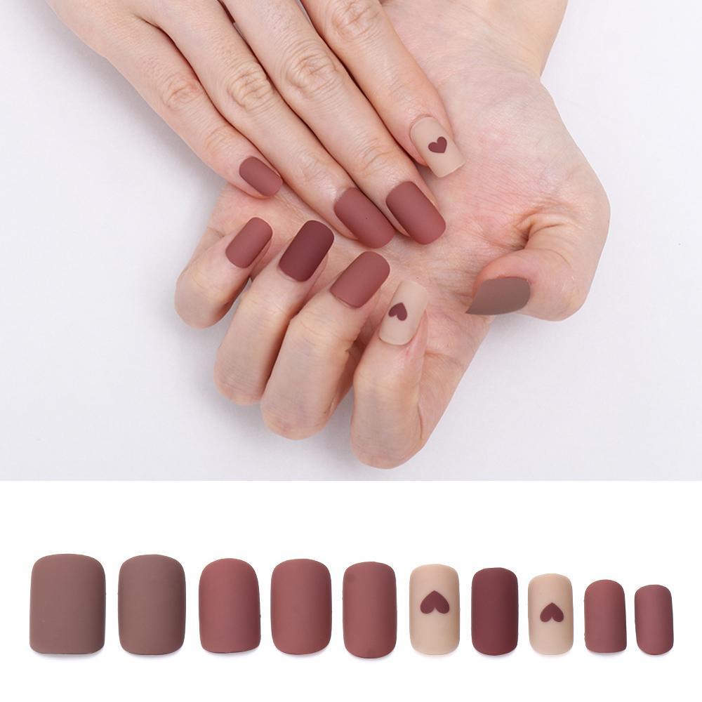 MIHAN1 Bộ 24 Móng Tay Giả Hình Trái Tim