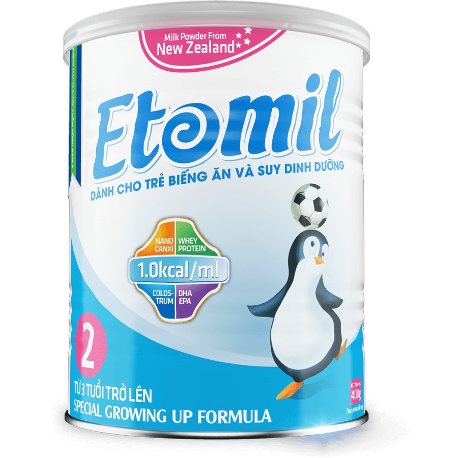 Sữa bột Etomil 2 dành cho trẻ biếng ăn và suy dinh dưỡng - 900g