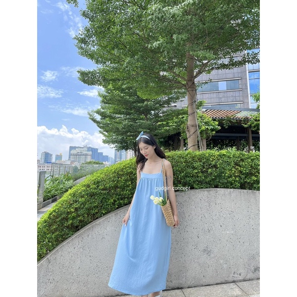 ĐẦM COSIE - Đầm nữ dây đan, màu vàng, màu xanh đi biển