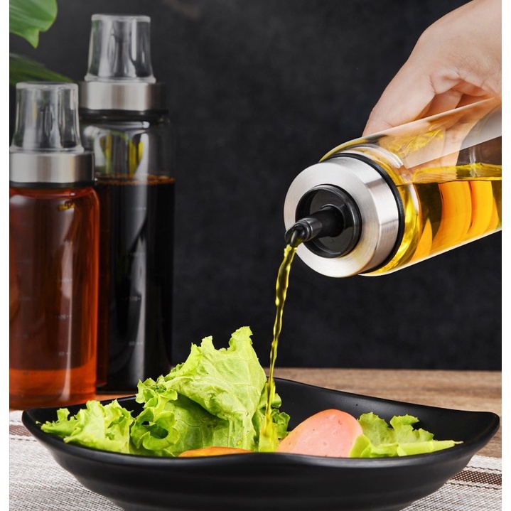 Chai Lọ Bình thủy tinh 500ml đựng dầu ăn nước mắm có vạch chia chịu nhiệt có nắp chống bụi bền xịn