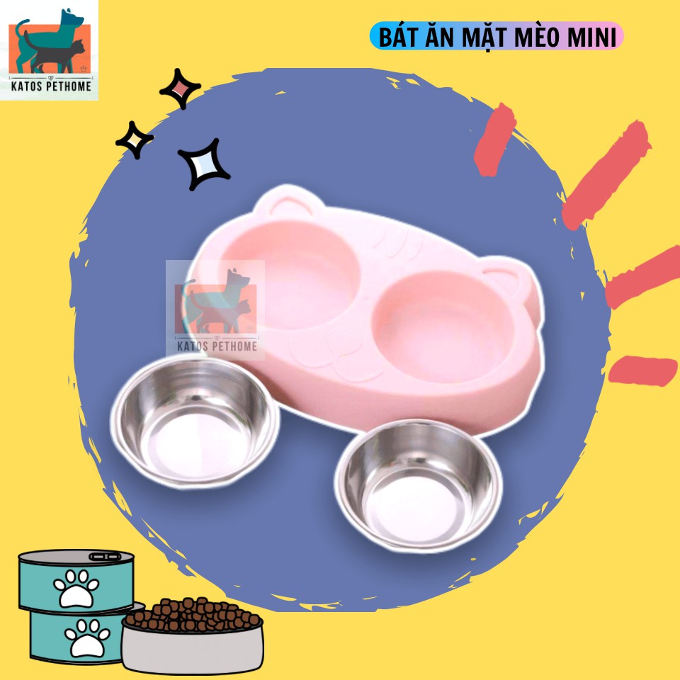 Bát đôi inox hình đầu mèo
