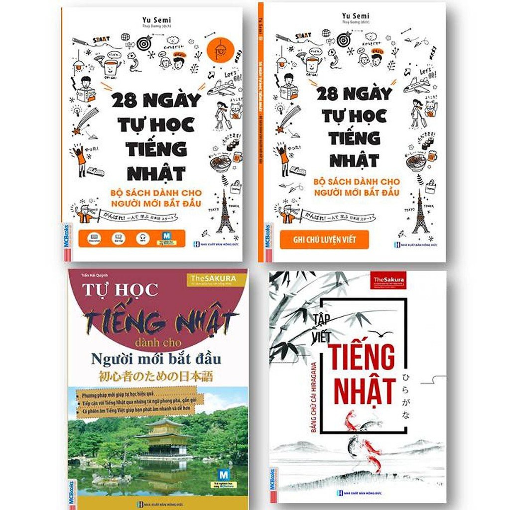 Sách - Combo 28 Ngày Tự Học Tiếng Nhật(SGK +SBT)+ Tự Học Tiếng Nhật Cho Người Mới Bắt Đầu + Tập Việt Tiếng Nhật Hiragana
