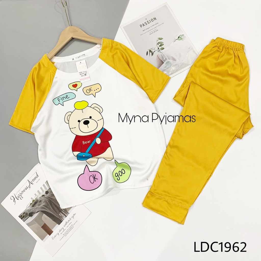 LUALA PYJAMAS , Bộ mặc nhà latin cộc dài cổ tròn, chất mềm mịn, hàng có size ( ảnh chụp thật)