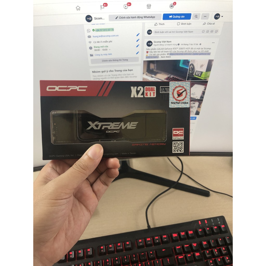 Ram OCPC  DRR4 Xtreme 3200 C16 16GB 8GB*2 Black, bảo hành chính hãng 36 tháng