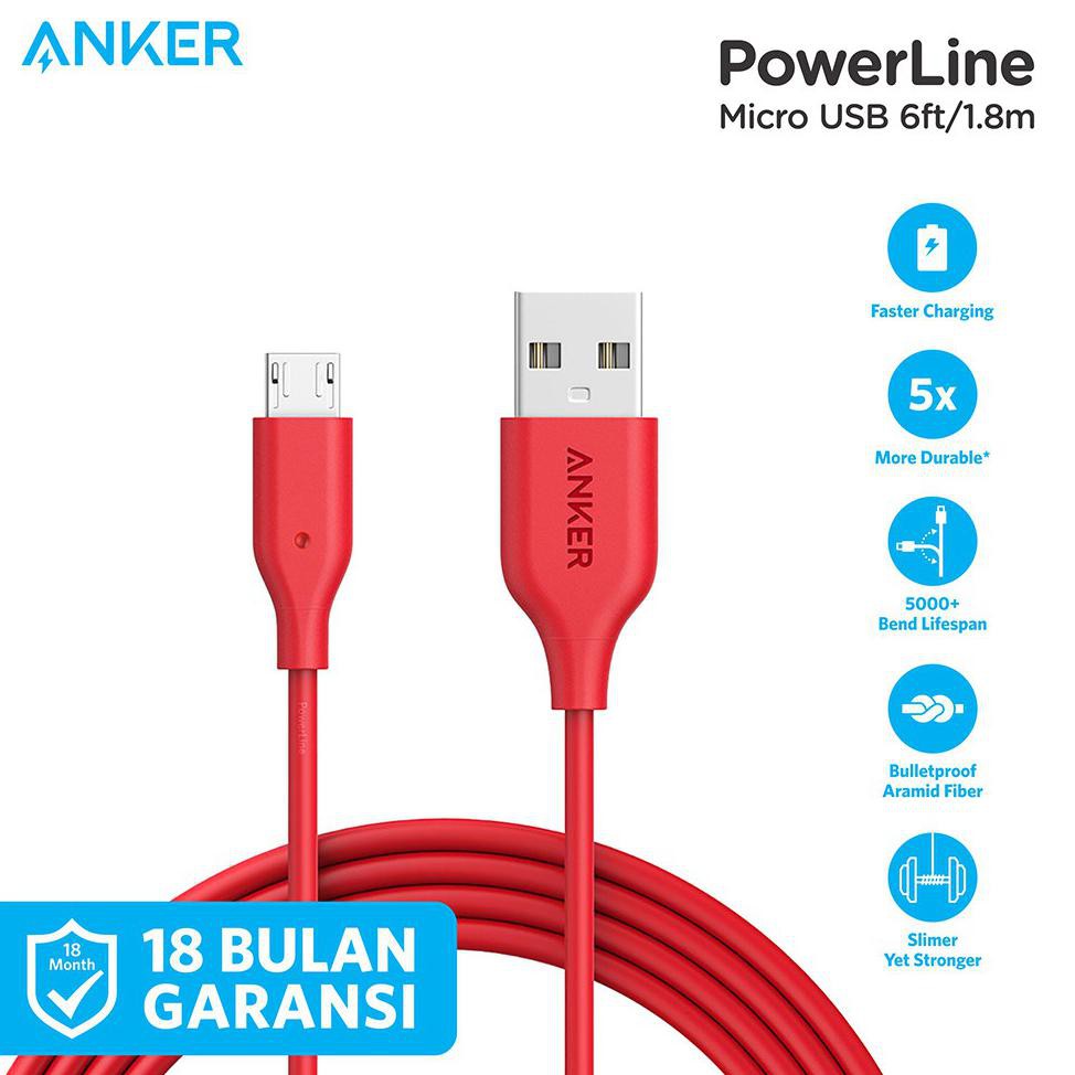 Anker Dây Cáp Sạc 6ft / 1.8m Micro Usb - A8133