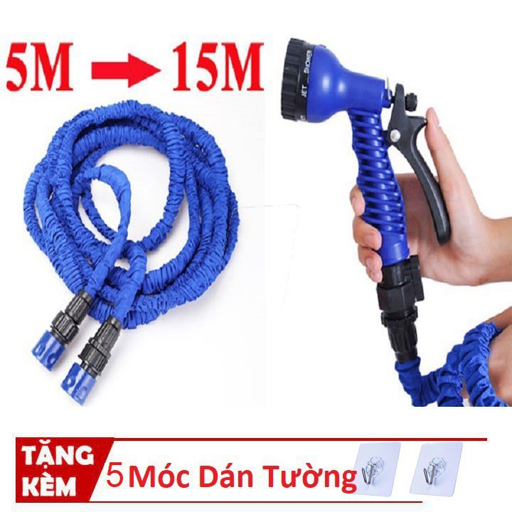 Vòi xịt nước dãn nở 15m hàng loại I - tặng kèm 5 móc dán siêu chắc HÀNG MỚI .