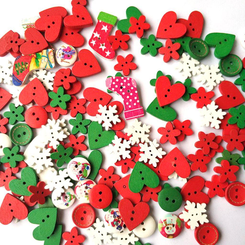 Nút Gỗ Trang Trí Giáng Sinh Có Lỗ Treo Thủ Công Cho Trẻ Em