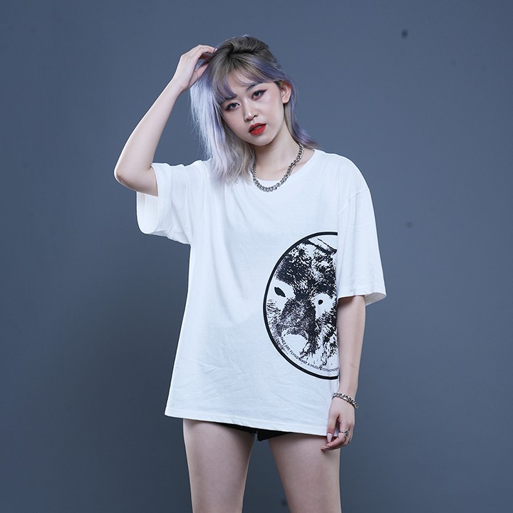 Áo phông KAT UNISEX trăng sói 2 màu đen trắng đủ size từ 45-90kg