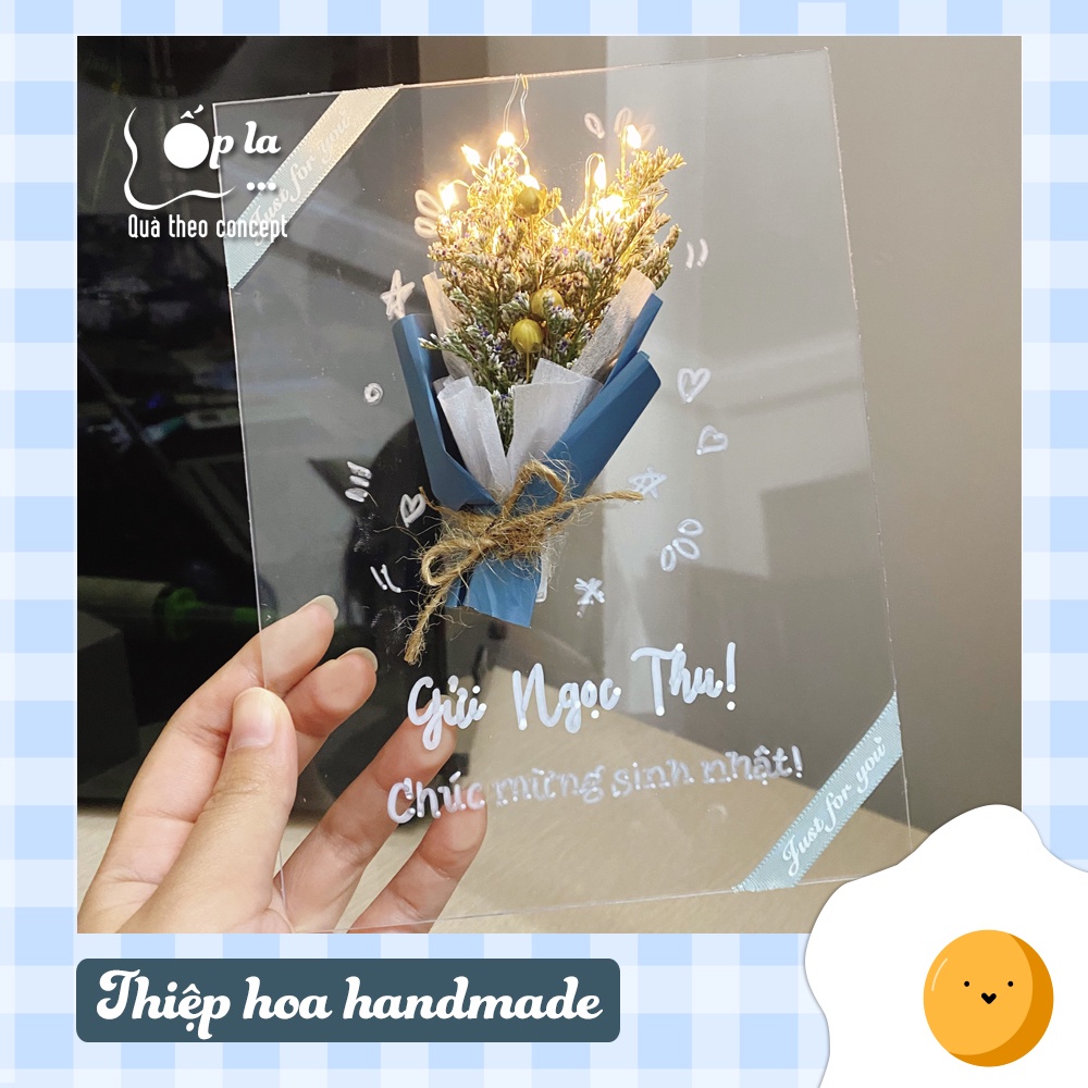 Thiệp hoa handmade trong suốt - Viết chữ theo yêu cầu | Quà tặng ý nghĩa cho bạn gái - Ốp la Shop | Quà tặng bạn gái