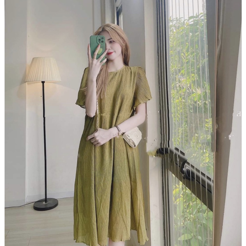 Váy Bầu Đầm Bầu Voan Thiết Kế Công Sở Dự Tiệc Sang Chảnh Sóng 2 Lớp Cổ Tròn Tay Ngắn Xinh Xắn Bigsize HN0275 Mama Store9