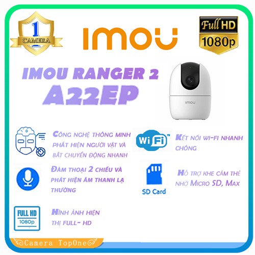 Camera Wifi IMOU Ranger 2 A22EP 2MP/ Full HD 1080P - kèm thẻ 32/64GB