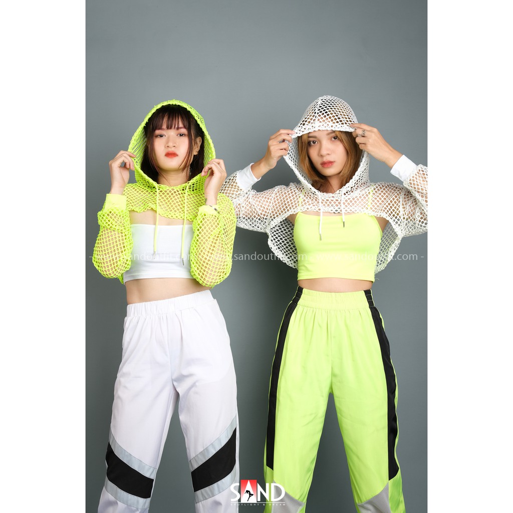 Áo Lưới Hoodie Cut Out Xanh Neon