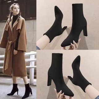 Bốt/Boots nữ len gân dáng cổ lửng