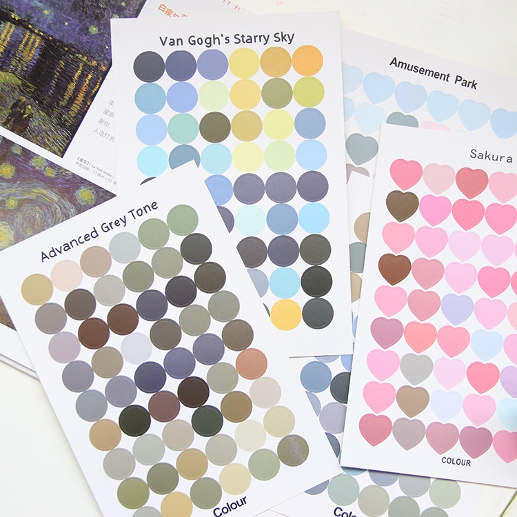 Sticker DIY hình chấm tròn/trái tim/chân thú/số đếm/gấu thỏ dán tường, trang trí sổ tay
