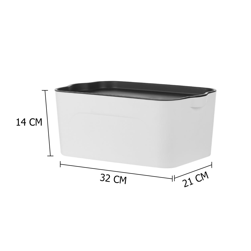 HomeBase STACKO thùng nhựa đựng đồ đa năng có nắp sz S W32xH14xD21cm màu xám đậm/trắng