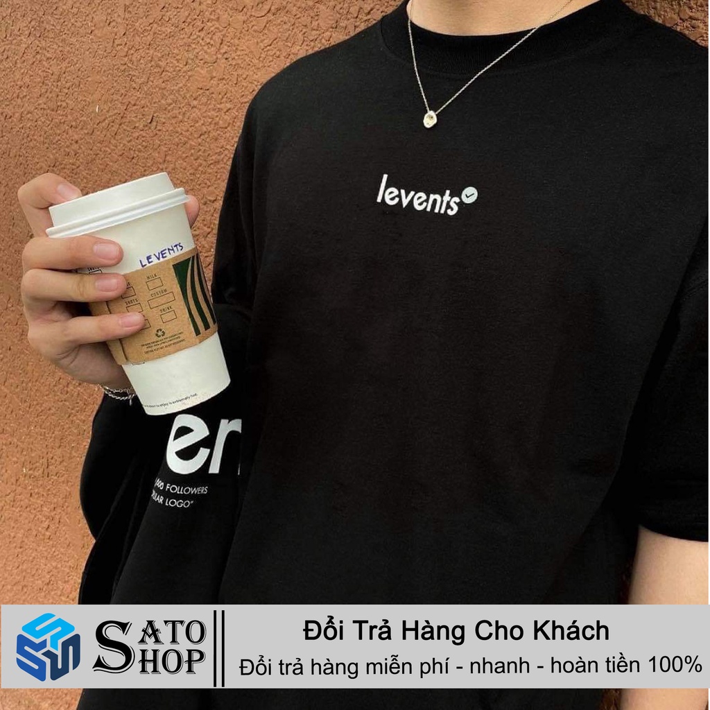 Áo Thun Local Brand Levents BLACK WHITE Màu Đen , Phông Levents Tay Lỡ Form Rộng Nam Nữ Unisex Full Tag SATO SHOP