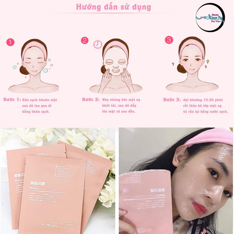 Hộp 50 miếng mặt nạ nhau thai cừu/ Mặt Nạ Rwine Beauty Stem Cell Placenta Mask Nhật Bản