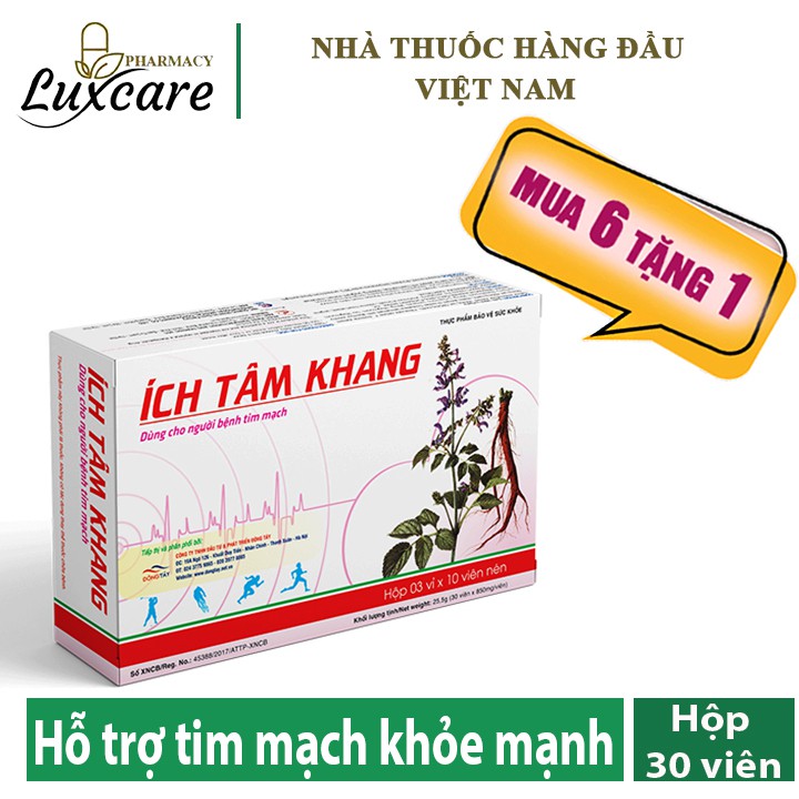 Viên Uống ÍCH TÂM KHANG - VIÊN UỐNG BỔ TIM MẠCH - Hổ Trơ Suy Tim - Sức khỏe cho Tim HỘP 30 VIÊN
