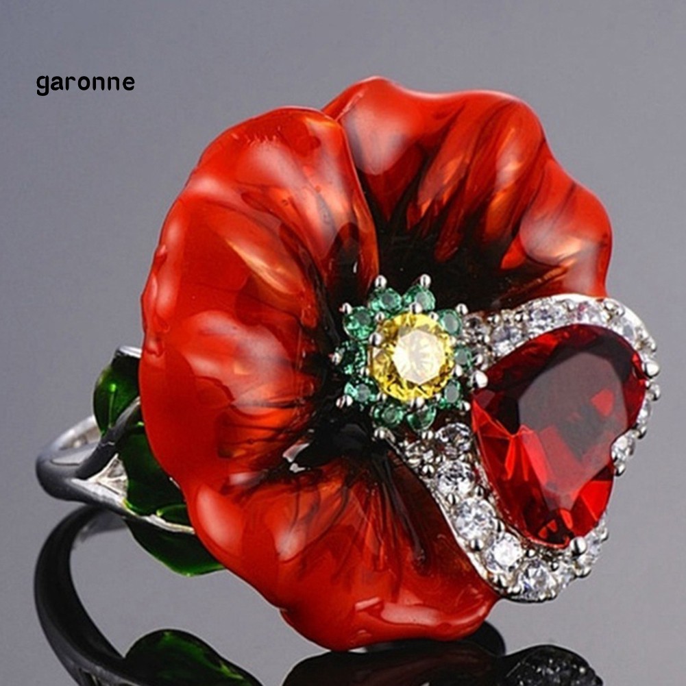 Nhẫn đính đá ruby giả kiểu dáng sang trọng thanh lịch dành cho nữ