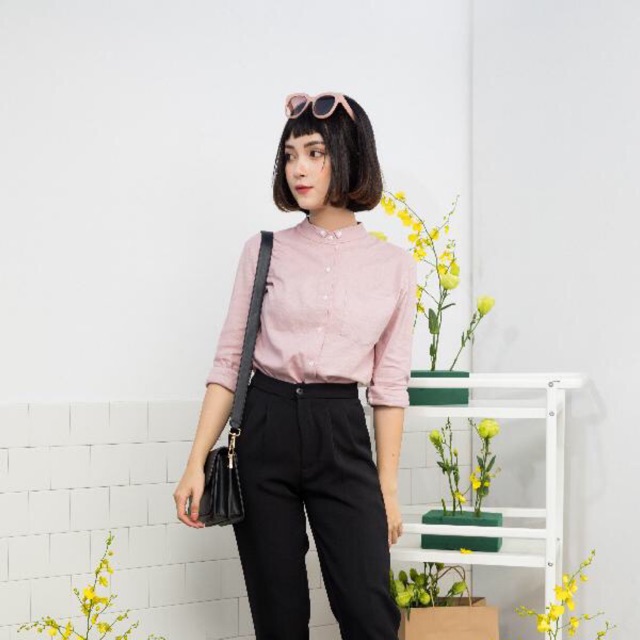 SM 1940- Áo sơ mi cổ tàu nẹp cúc- made by bazzi fashion