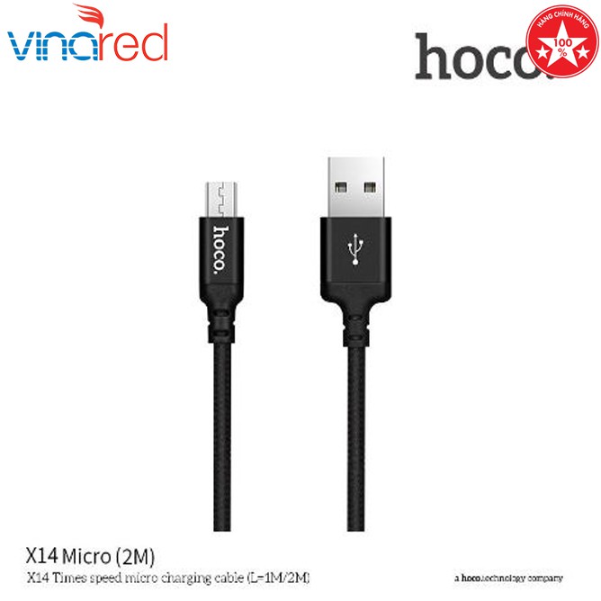 Cáp Sạc Dây Dù Hoco X14 Cổng MicroUSB (Hỗ Trợ Sạc Nhanh)
