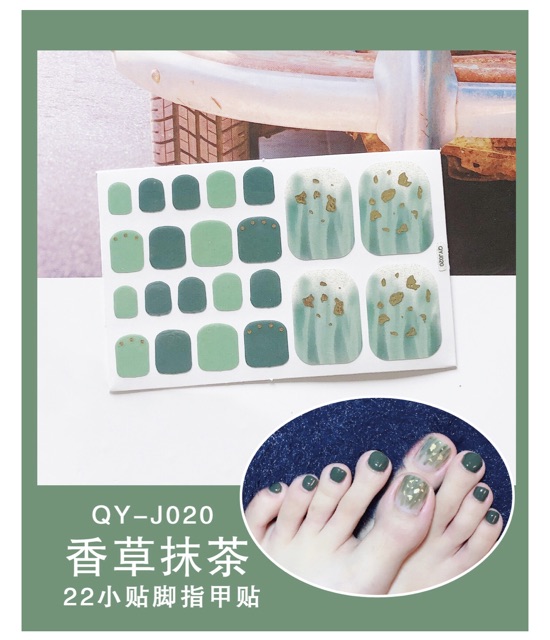 Bộ 22 Miếng Dán Móng Chân Sticker Nails Chống Nước