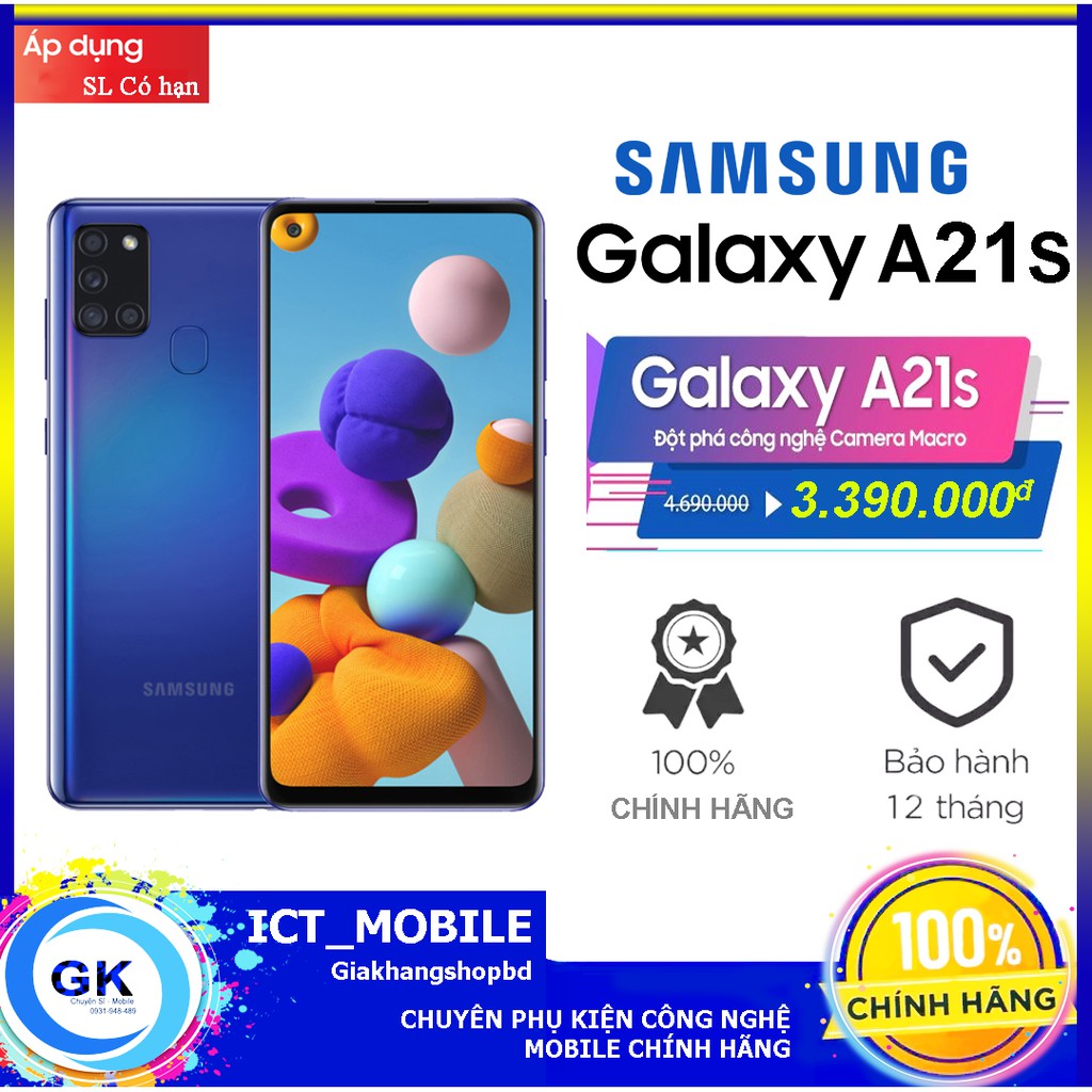 [Nguyên Seal] Điện thoại Samsung Galaxy A21s (3GB/32GB) - Hàng Chính Hãng