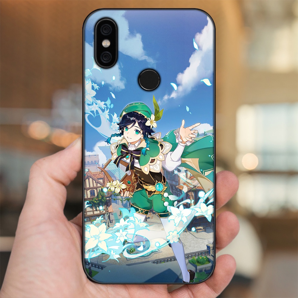 Ốp lưng Xiaomi Mi A2, Redmi 6X viền đen in hình Venti Genshin Impact